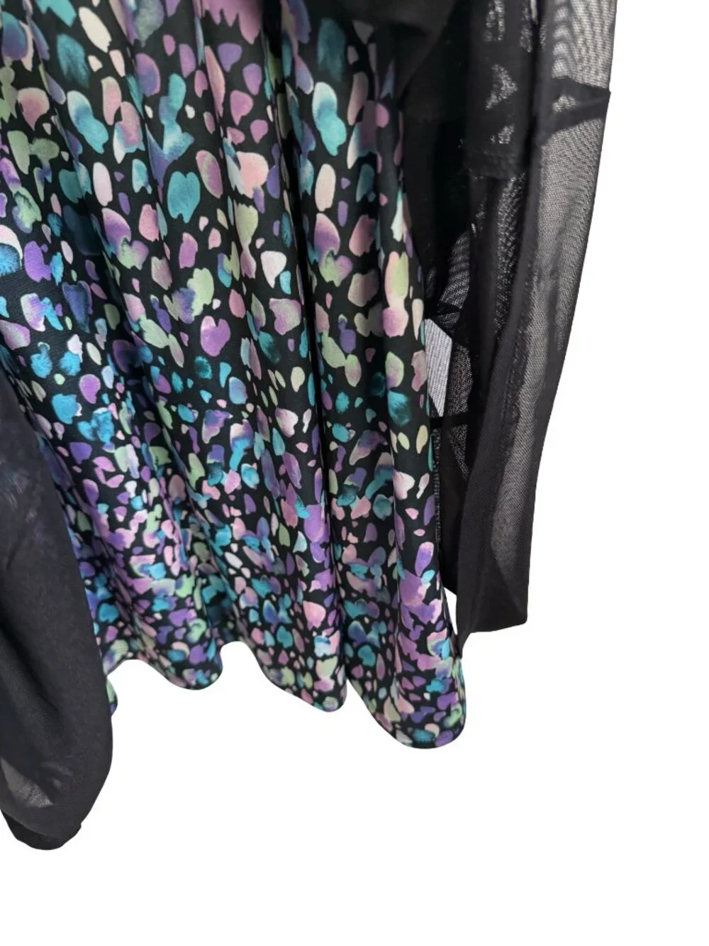 Torrid Mesh Midi Dress Size 1 US 1X Black Purple Blue Heart Whimsigoth Tiered